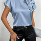 Satin Bow Tie Neck Blouse - MegaSuperStar