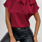 Satin Bow Tie Neck Blouse - MegaSuperStar