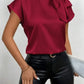 Satin Bow Tie Neck Blouse - MegaSuperStar