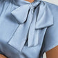 Satin Bow Tie Neck Blouse - MegaSuperStar