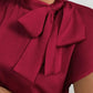 Satin Bow Tie Neck Blouse - MegaSuperStar