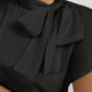 Satin Bow Tie Neck Blouse - MegaSuperStar