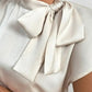 Satin Bow Tie Neck Blouse - MegaSuperStar