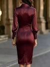 Satin Lantern Sleeve Midi Dress thumbnail