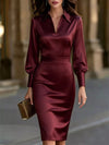 Satin Lantern Sleeve Midi Dress thumbnail