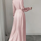Satin Long Sleeve Maxi Dress - MegaSuperStar