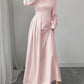 Satin Long Sleeve Maxi Dress - MegaSuperStar
