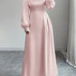 Satin Long Sleeve Maxi Dress - MegaSuperStar