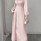 Satin Long Sleeve Maxi Dress - MegaSuperStar