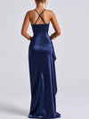 Satin Ruched High-Slit Maxi Dress thumbnail
