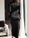 Satin Surplice Long Sleeve Dress thumbnail