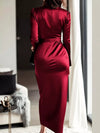 Satin Surplice Long Sleeve Dress thumbnail