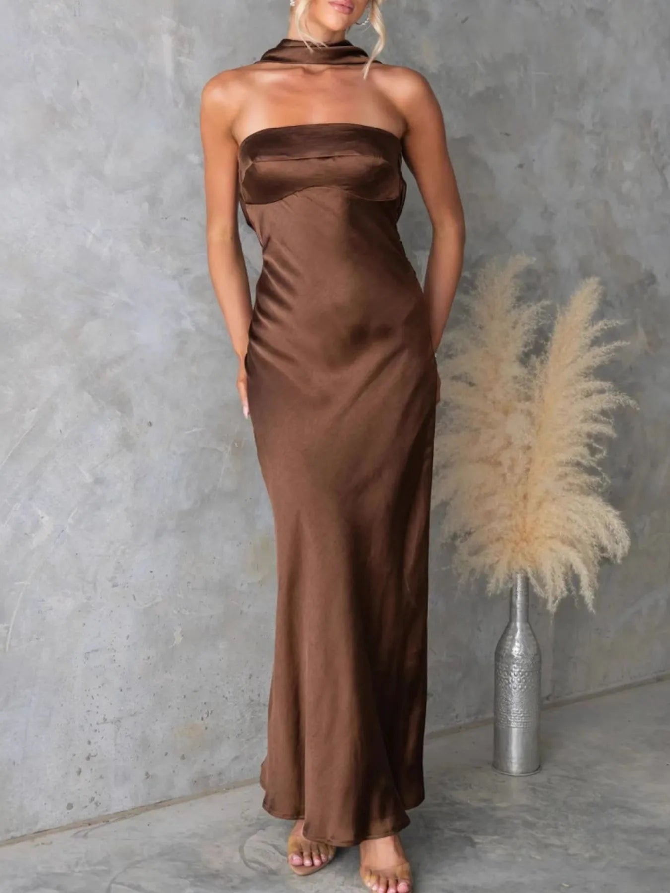 Satin Tube Maxi Dress - MegaSuperStar