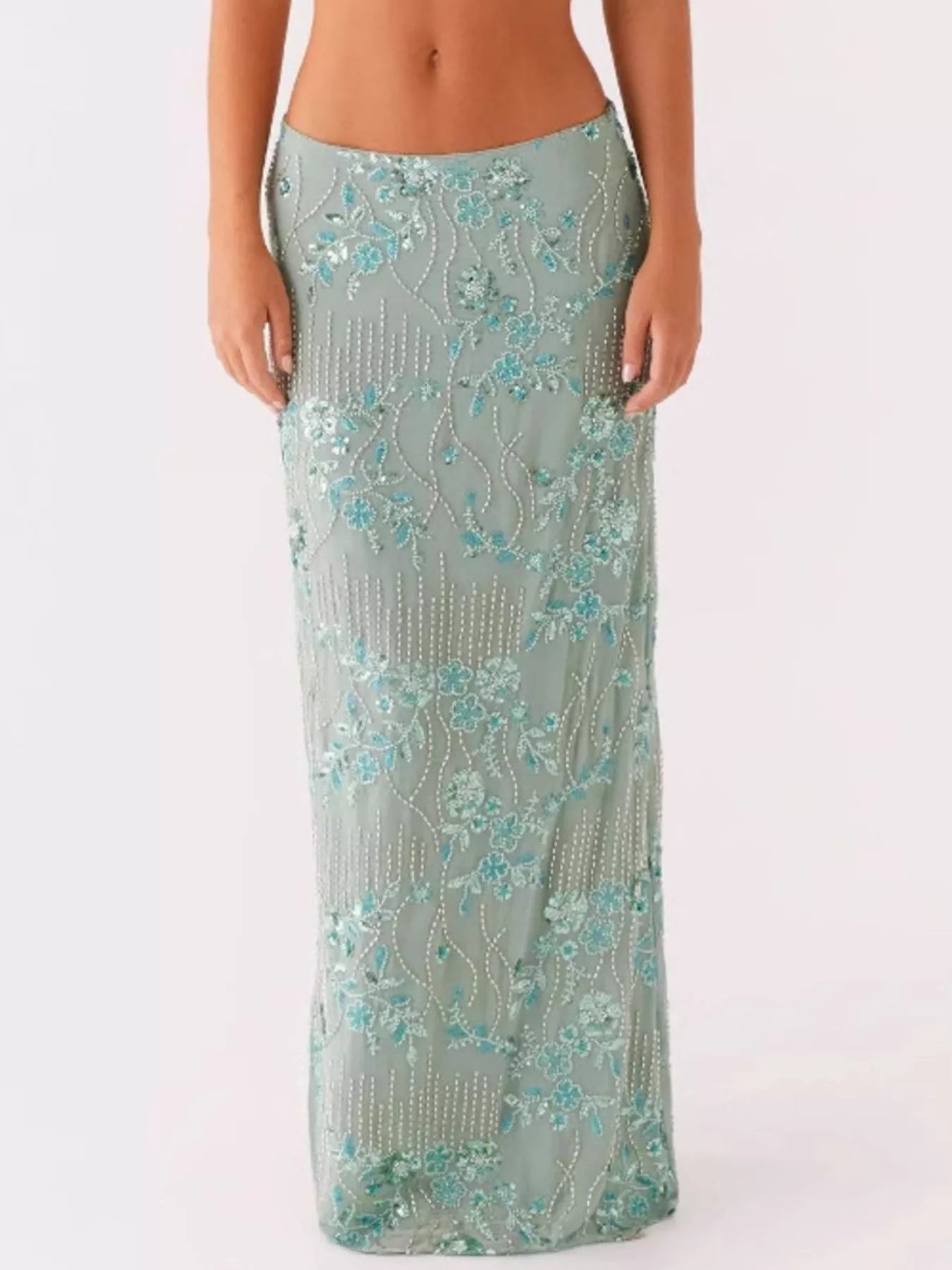 ✨ Sequin Embroidered Maxi Skirt 💃 - MegaSuperStar