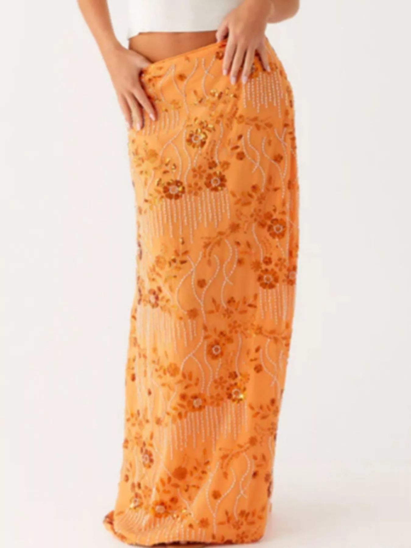 ✨ Sequin Embroidered Maxi Skirt 💃 - MegaSuperStar