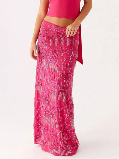 ✨ Sequin Embroidered Maxi Skirt 💃 - MegaSuperStar