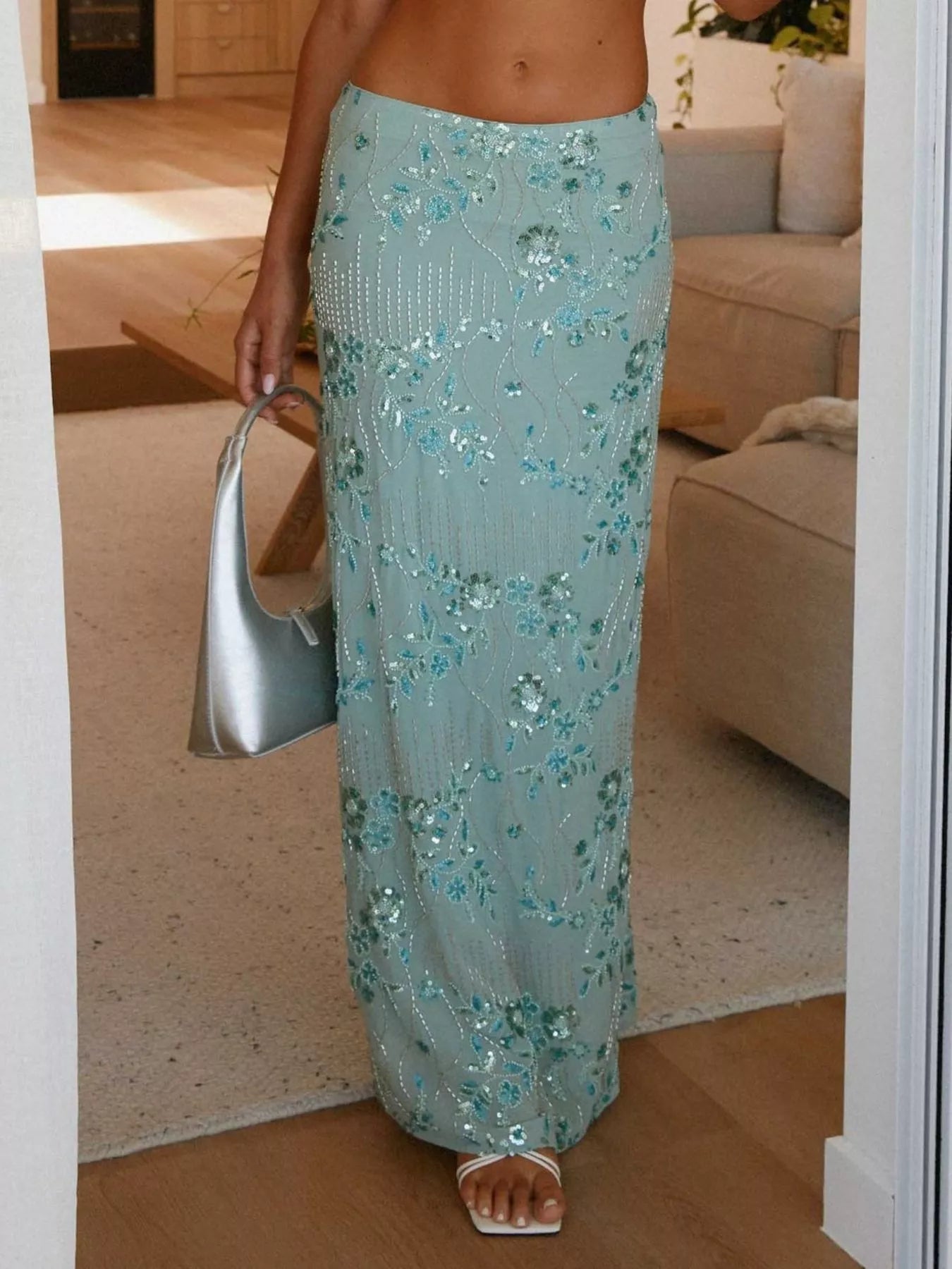 ✨ Sequin Embroidered Maxi Skirt 💃 - MegaSuperStar