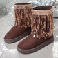 Sequin Fringe Suede Winter Boots - MegaSuperStar