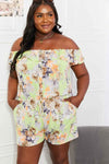 💕 Sew In Love Floral Off-Shoulder Romper - Full Size Pure Delight 💕 thumbnail