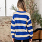 Sew In Love Full Size Contrast Striped Round Neck Sweater - MegaSuperStar