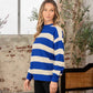 Sew In Love Full Size Contrast Striped Round Neck Sweater - MegaSuperStar