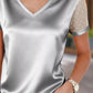 Sheer Sleeve V - Neck Top - MegaSuperStar