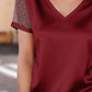 Sheer Sleeve V - Neck Top - MegaSuperStar