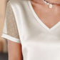 Sheer Sleeve V - Neck Top - MegaSuperStar