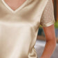 Sheer Sleeve V - Neck Top - MegaSuperStar