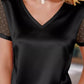 Sheer Sleeve V - Neck Top - MegaSuperStar