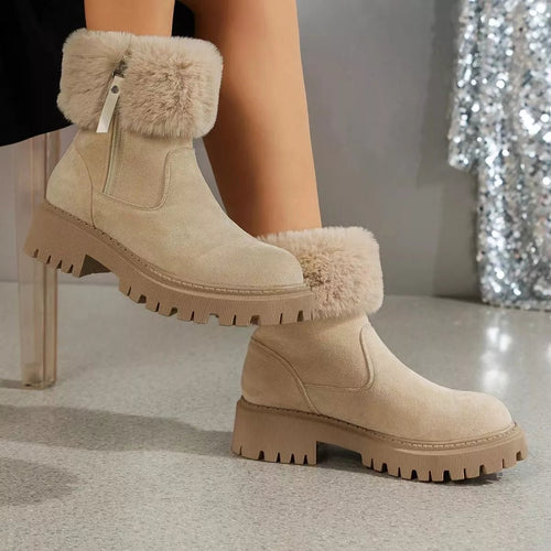 Customer styling 🌸 Side Zipper Fuzzy Boots 🌸