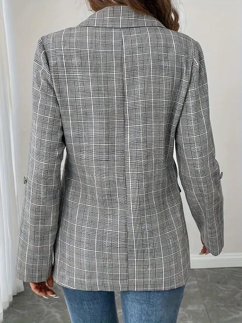 Customer styling 💕 Single-Breasted Plaid Blazer - Sleek Sophistication 💕