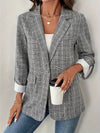 💕 Single-Breasted Plaid Blazer - Sleek Sophistication 💕 thumbnail