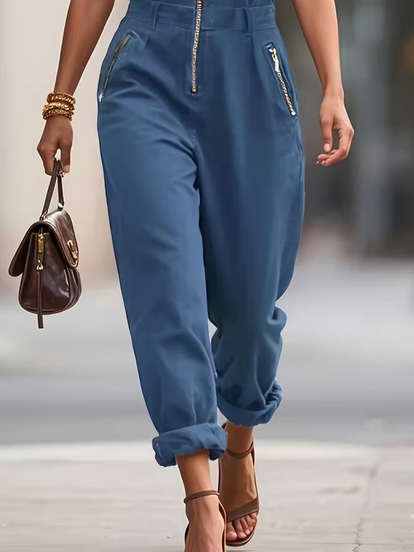 Sleeveless Zip - Up Jumpsuit - MegaSuperStar