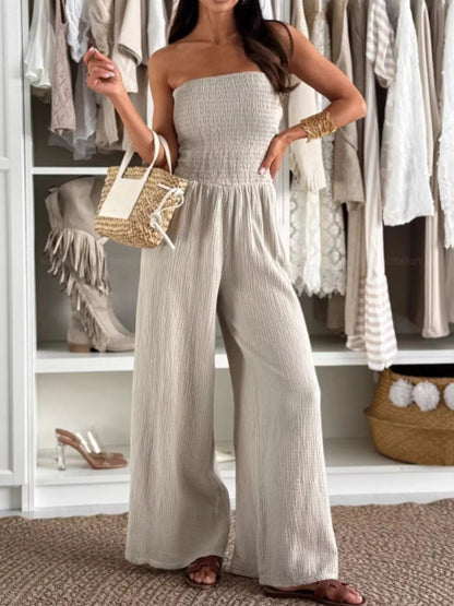 Smocked Tube Wide - Leg Jumpsuit - MegaSuperStar