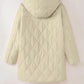 Snap Down Long Sleeve Quilted Winter Coat - MegaSuperStar