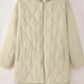Snap Down Long Sleeve Quilted Winter Coat - MegaSuperStar
