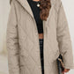 Snap Down Long Sleeve Quilted Winter Coat - MegaSuperStar