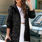 Snap Down Long Sleeve Quilted Winter Coat - MegaSuperStar