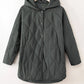 Snap Down Long Sleeve Quilted Winter Coat - MegaSuperStar