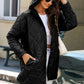 Snap Down Long Sleeve Quilted Winter Coat - MegaSuperStar