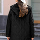 Snap Down Long Sleeve Quilted Winter Coat - MegaSuperStar