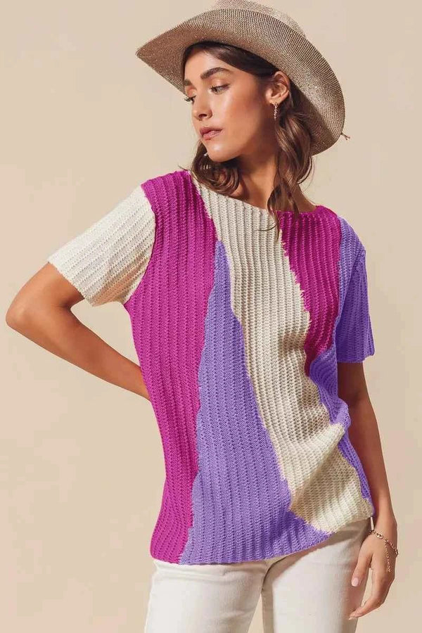 🌸 SO ME Boat Neck Lightweight Sweater Top - Multi Colored and Stylish 🌸