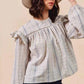 SO ME Floral Ruffled Long Sleeve Blouse - Stylish Cotton Print Top - MegaSuperStar