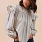 SO ME Floral Ruffled Long Sleeve Blouse - Stylish Cotton Print Top - MegaSuperStar