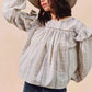 SO ME Floral Ruffled Long Sleeve Blouse - Stylish Cotton Print Top - MegaSuperStar