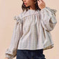 SO ME Floral Ruffled Long Sleeve Blouse - Stylish Cotton Print Top - MegaSuperStar