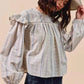 SO ME Floral Ruffled Long Sleeve Blouse - Stylish Cotton Print Top - MegaSuperStar