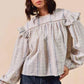 SO ME Floral Ruffled Long Sleeve Blouse - Stylish Cotton Print Top - MegaSuperStar