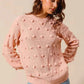 SO ME Pom Pom Knit Sweater Top - Textured Knit for Cozy Style - MegaSuperStar
